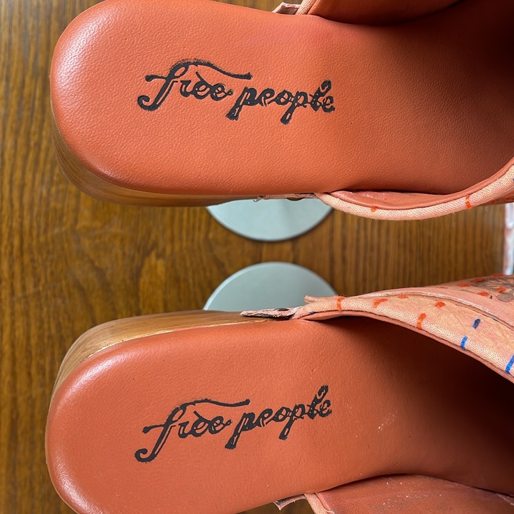Orange Embroidered Free People Calabasas Kantha Clogs - Picture 11 of 16